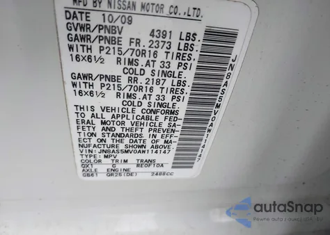 2010 Nissan Rogue S z USA, uszkodzony, nr VIN JN8AS5MV0AW114147